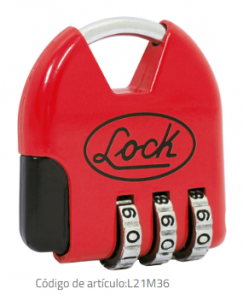 Candado de combinación digitalmaletero 36 mm rojo lock